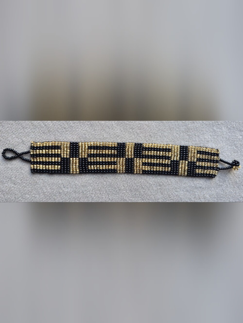 Black and Gold Beaded Bracelet